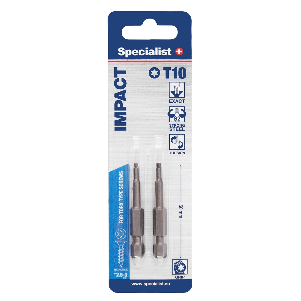 Antgalis „Specialist+" Torx Grip T10 50mm 2 vnt.