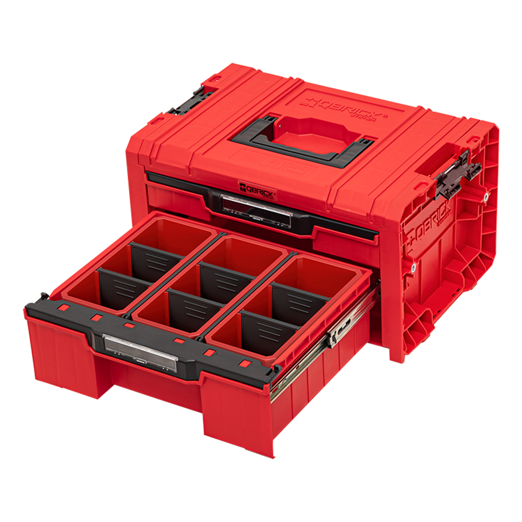 QBRICK PRO įrankių dėžė su 2 stalčiais 2.0 EXPERT RED