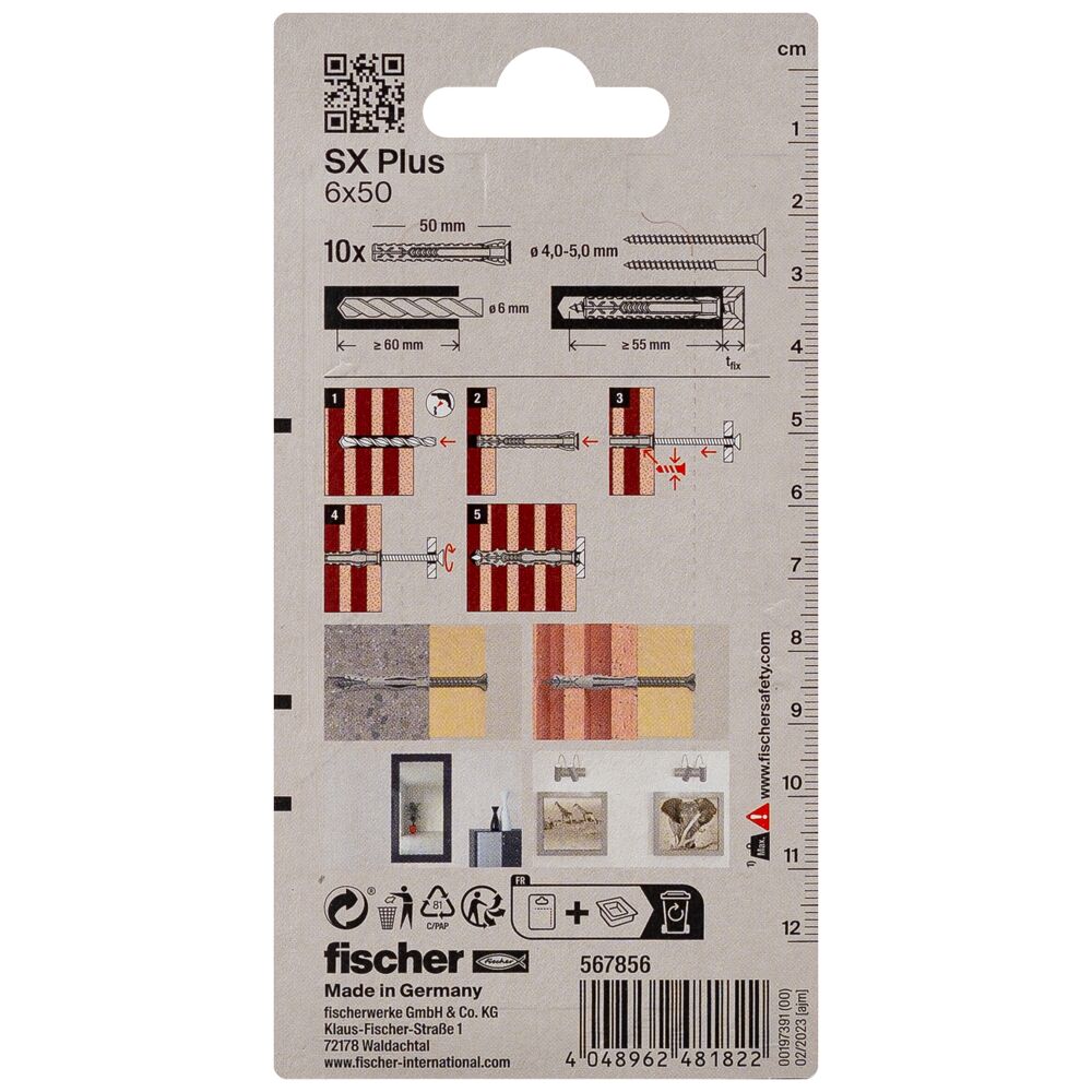 FISCHER kaiščiai SX Plus S, 6x50 mm, 10 vnt.