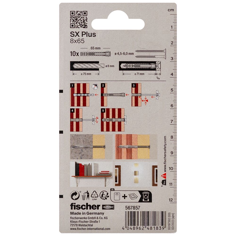 FISCHER kaiščiai SX Plus, 8x65 mm, 10 vnt.