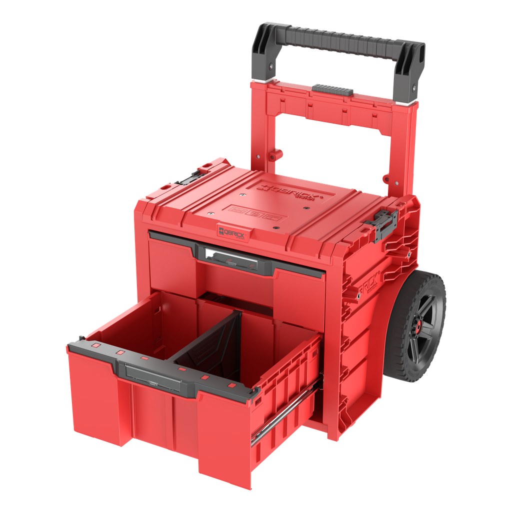 QBRICK PRO įrankių dėžė su ratukais, 2 stalčiai