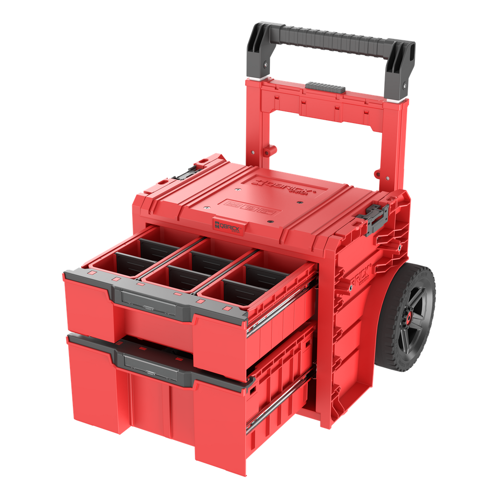 QBRICK PRO įrankių dėžė su ratukais, 2 stalčiai