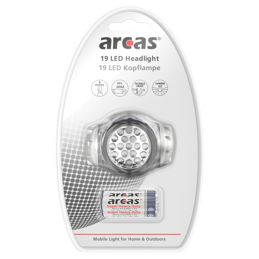 Galvos žibintuvėlis 19 LED, ARCAS