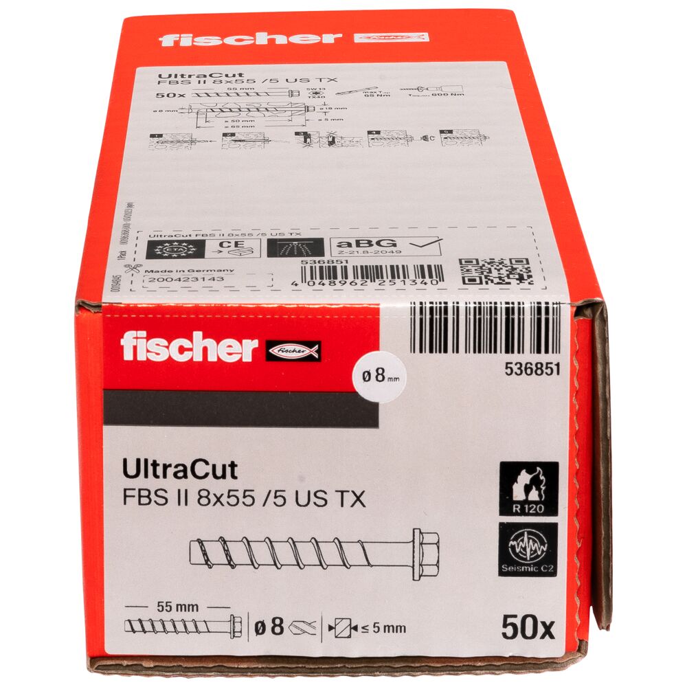 Betonsraigtis UltraCut FBS II 8x55 US TX, Fischer 50 vnt.