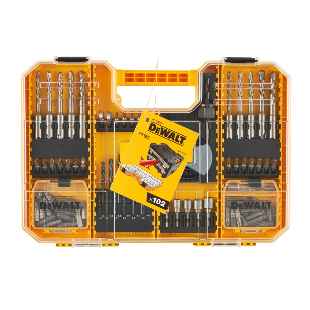 TSTAK antgaliukų-grąžtų komplektas, DeWALT 102 vnt.