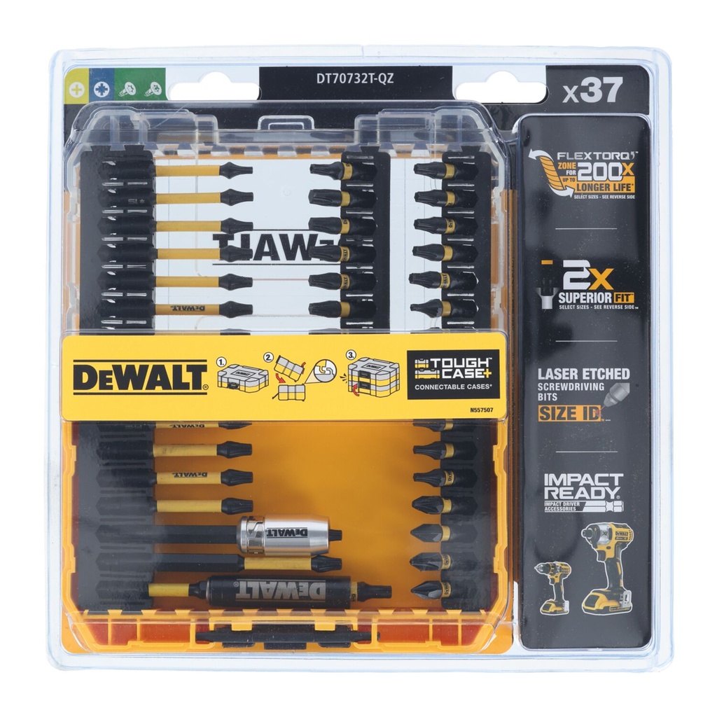 Smūginių antgalių rinkinys Flextorq, DeWALT 37 vnt.