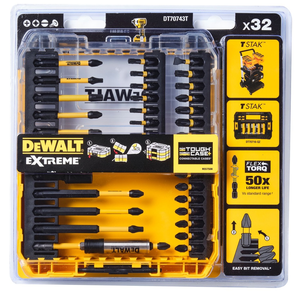 Smūginių antgalių rinkinys FLEXTORQ, DeWALT, 32 vnt.