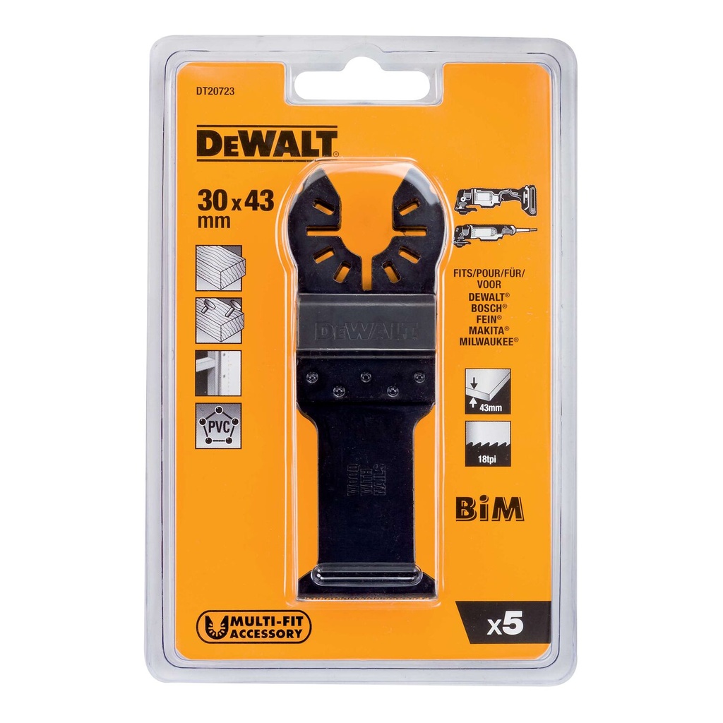 Daugiafunkcinio įrankio geležtės 31 mm x 43 mm, DeWALT, 5 vnt.
