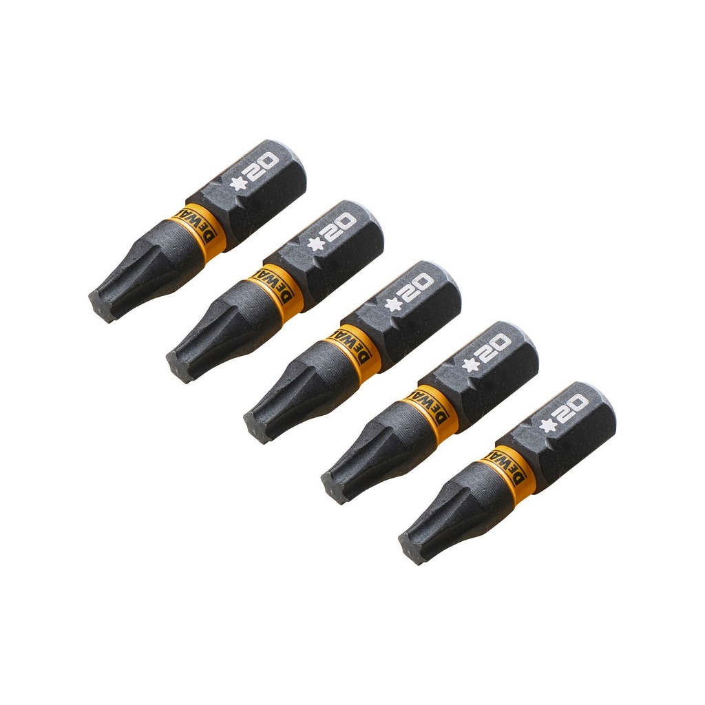 Sukimo antgaliukai FLEXTORQ T20 25 mm, DeWALT, 5 vnt.