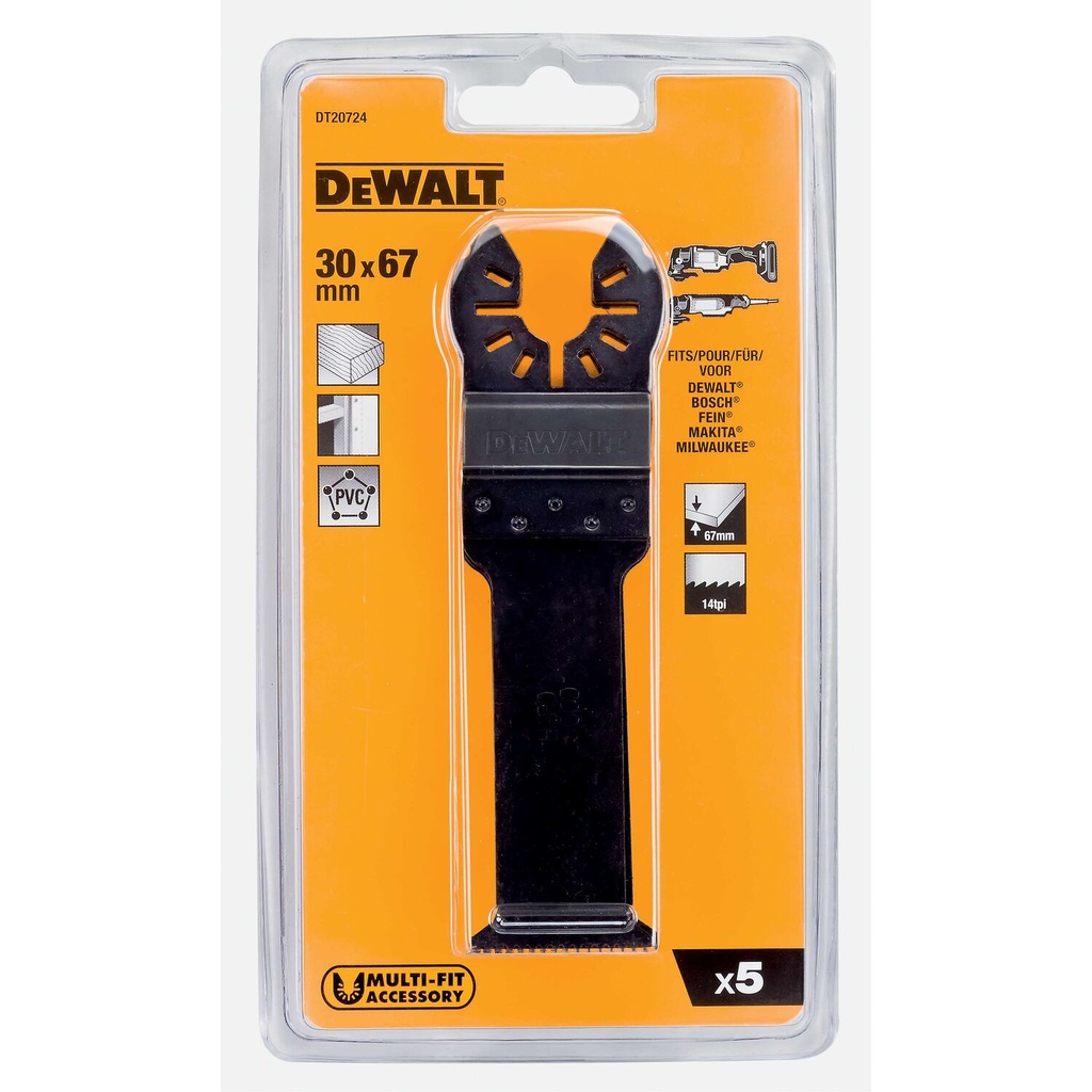 Daugiafunkcinio įrankio geležtės 30x67 mm, DeWALT, 5 vnt.