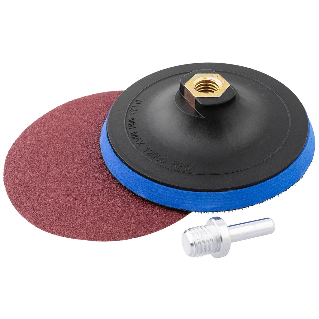Abrasive disk with velcro, 125 mm,with 8 mm adapter