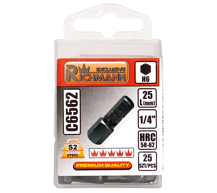 1/4" uzgalis HEX 6x25 mm