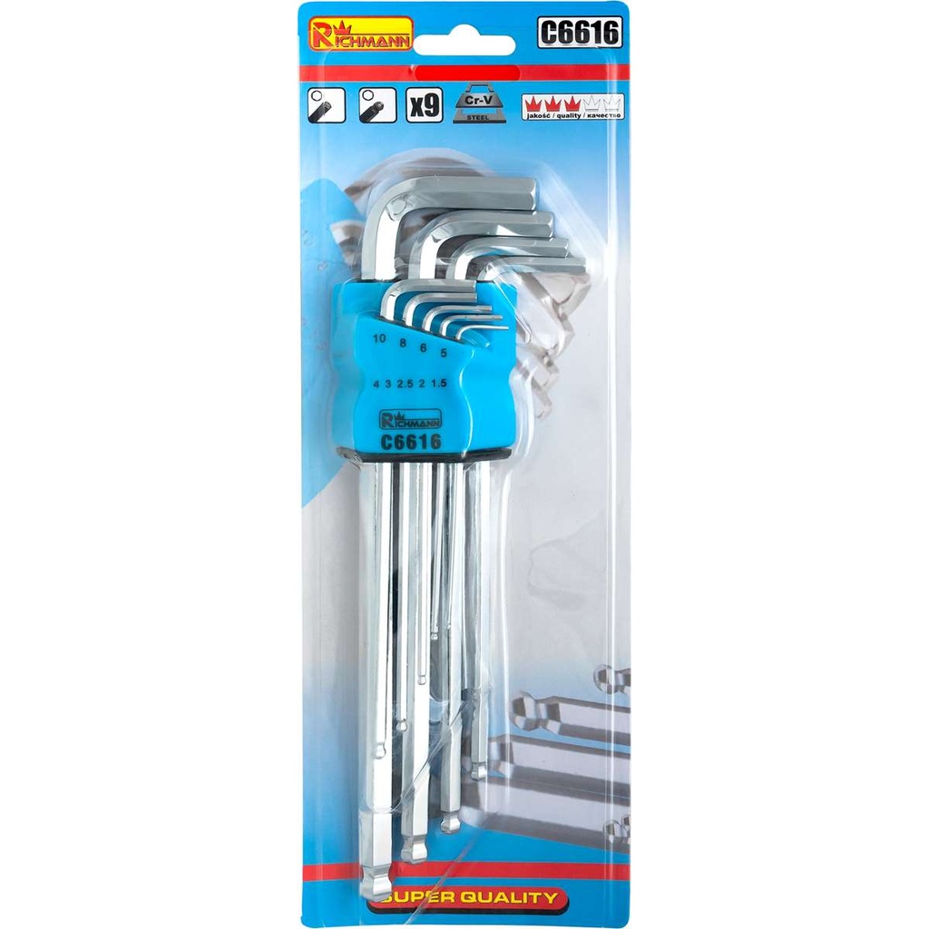 Richmann pikad kuuskantvõtmed 1,5-10 mm, 9 tk