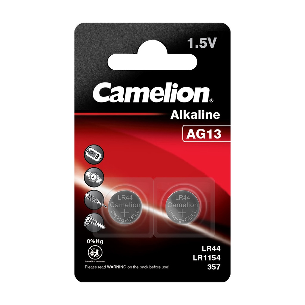 Mercury-free micro cell, LR44/AG13, 1.5V, CAMELION, 2 pcs.