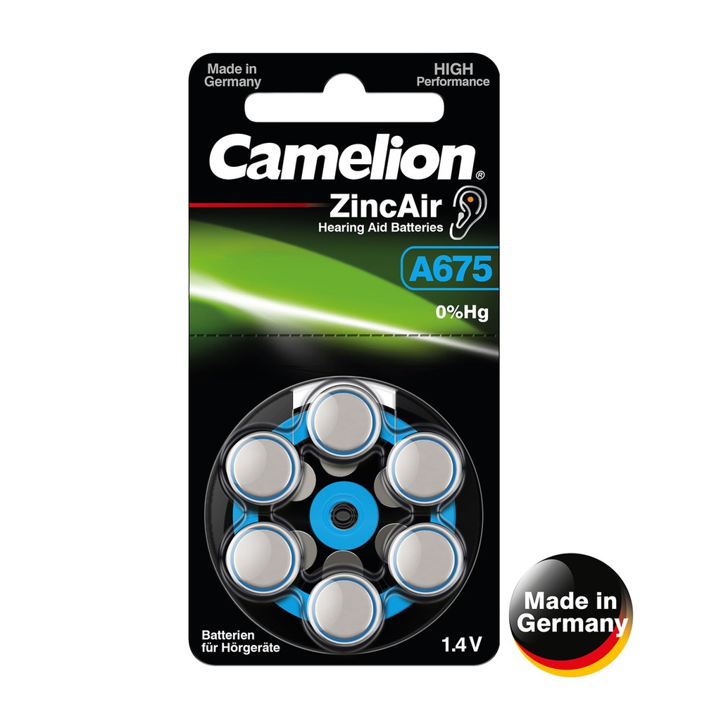 Elementai, A675/DA675/ZL675, 1,4V, CAMELION, 6 vnt.