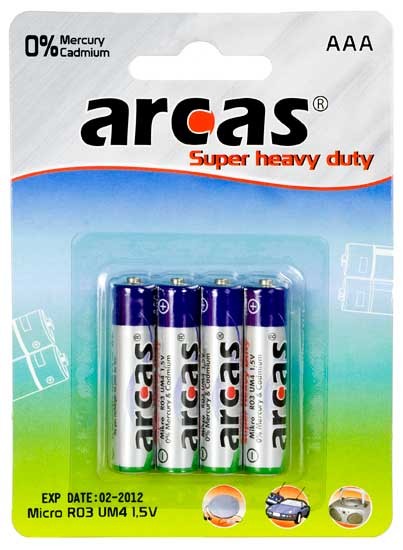 Arcas baterijas AAA LR03, 4 gb.