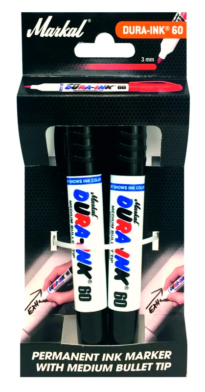 Žymekliai „Dura-Ink 60“, juodi, 2 vnt.