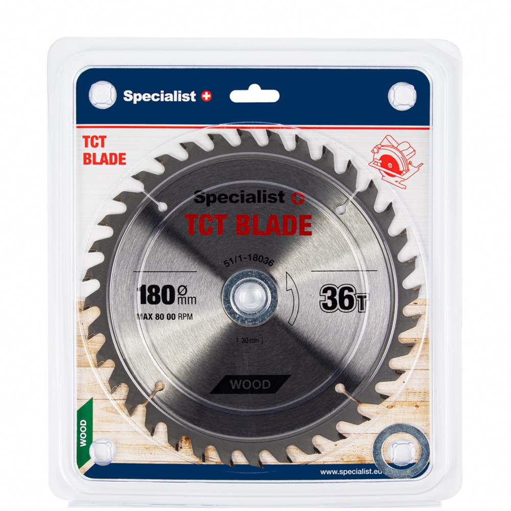 SPECIALIST+ TCT blade, 180x36Tx30/20/16 mm