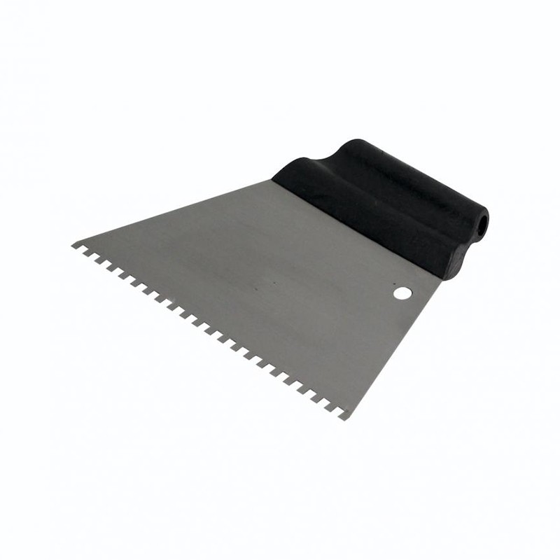 METAL SPATULA WITH TOOTH 6 MM, PLASTIC HANDLE