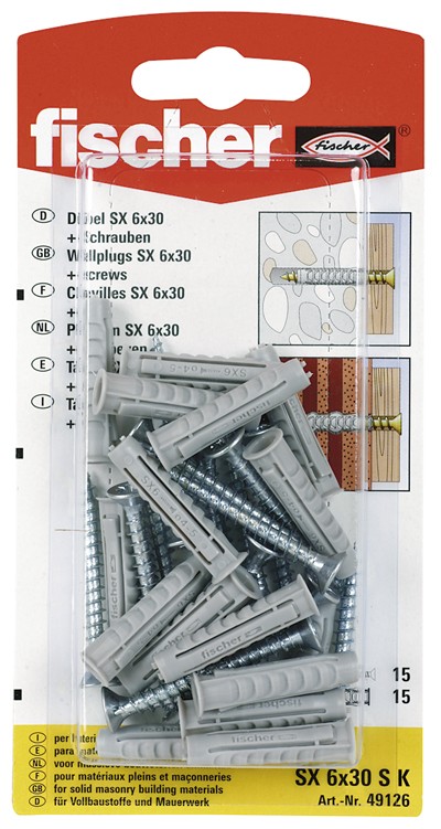 Kaiščiai su varžtu SX 5 x 25 mm, 20 vnt.