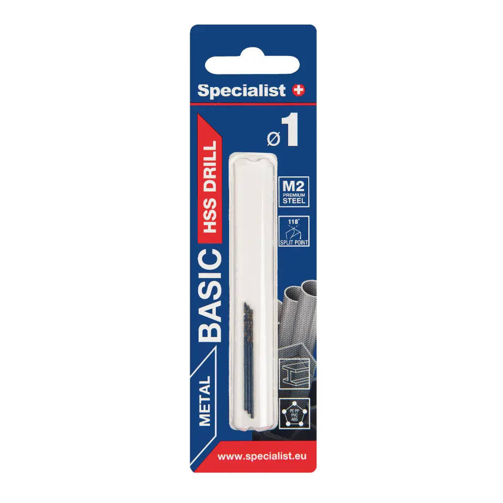 SPECIALIST+ metalo grąžtas BASIC, 1 mm, 3 vnt.