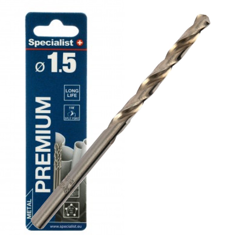 SPECIALIST+ metalo grąžtas PREMIUM, 1.5mm, 3vnt.