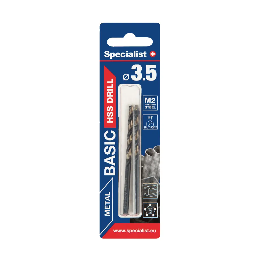 SPECIALIST+ metalo grąžtas BASIC, 3.5mm, 2 vnt.