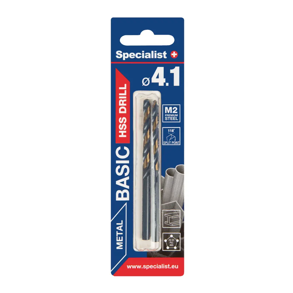 SPECIALIST+ metalo grąžtas BASIC, 4.1mm, 2 vnt.
