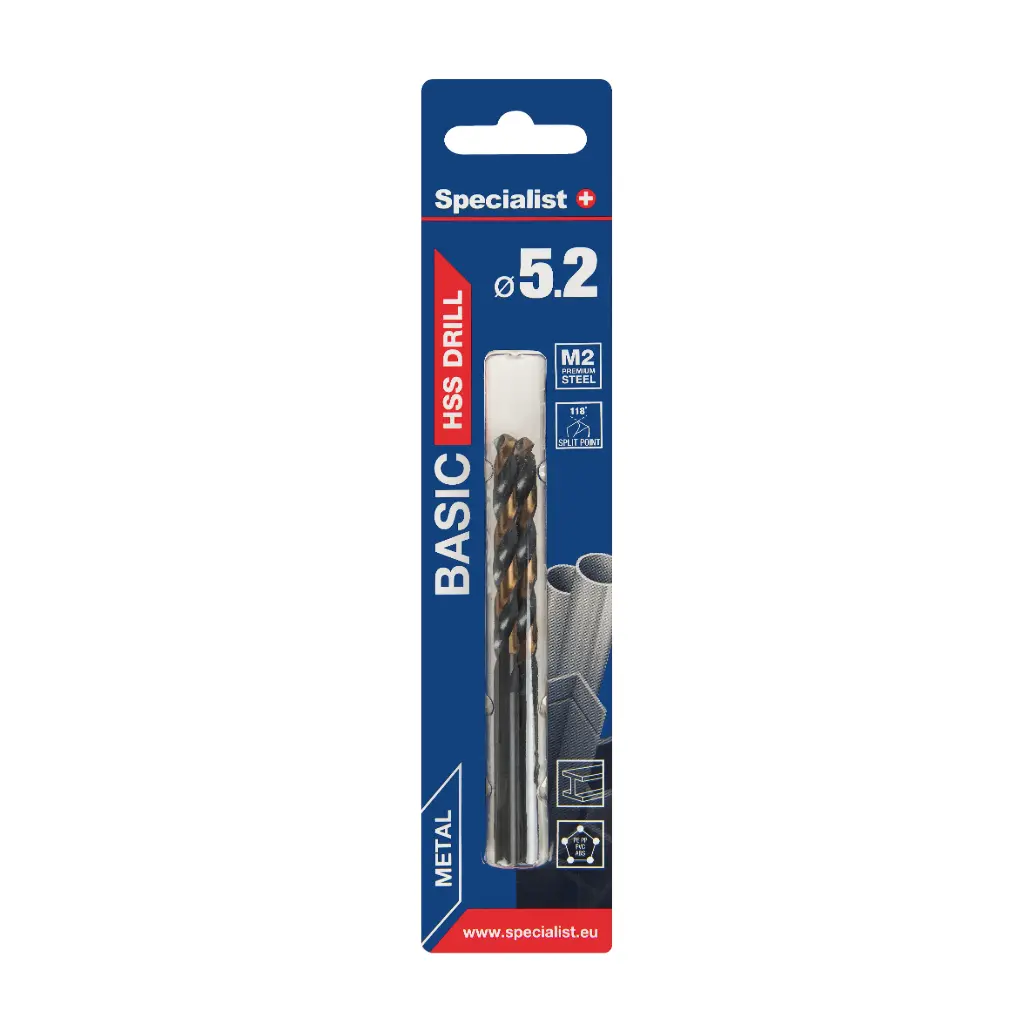SPECIALIST+ metalo grąžtas BASIC, 5.2mm, 2 vnt..