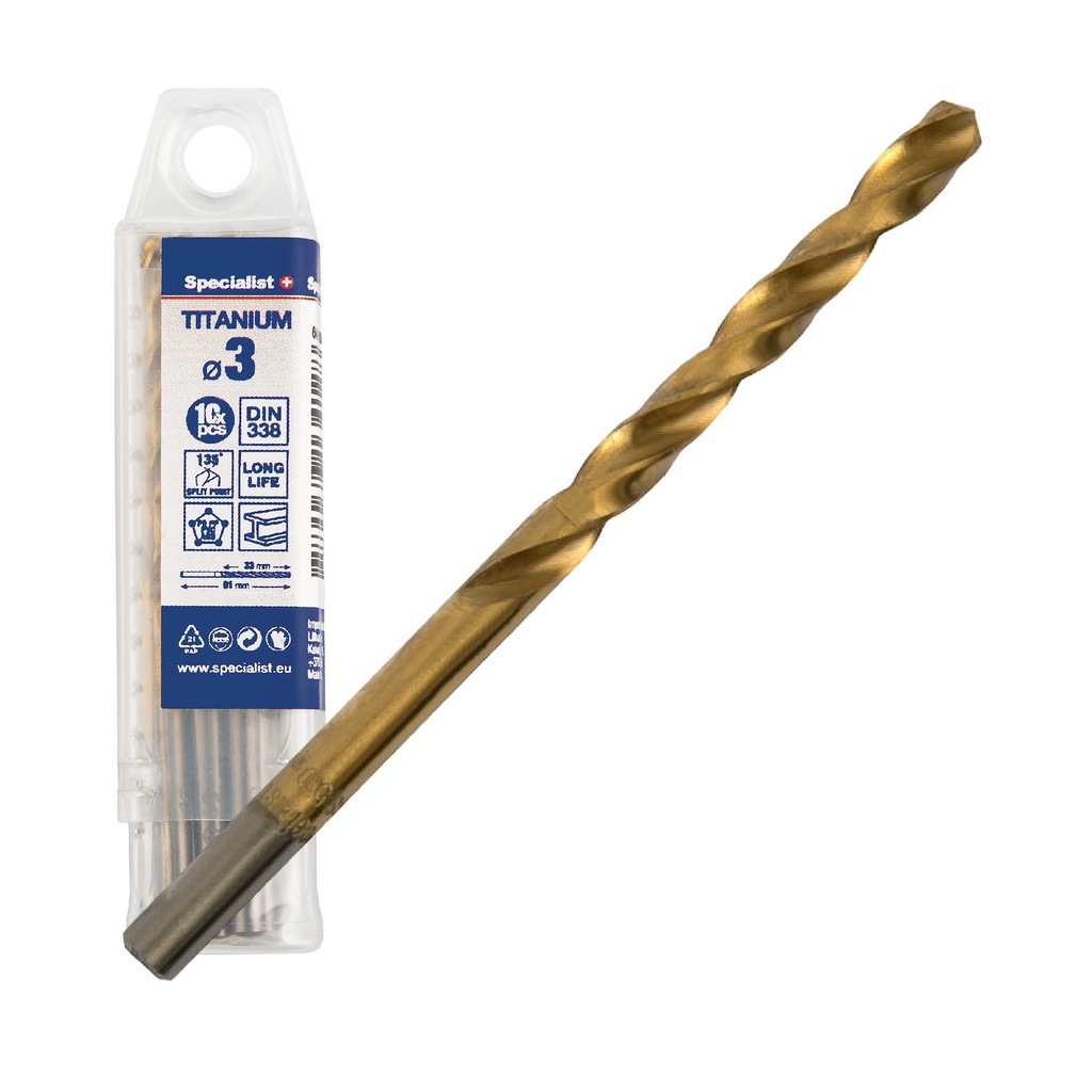 SPECIALIST+ drill bit TITAN, 3 mm, 10 pcs