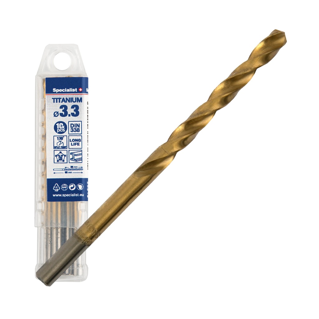 SPECIALIST+ drill bit TITAN, 3.3 mm, 10 pcs