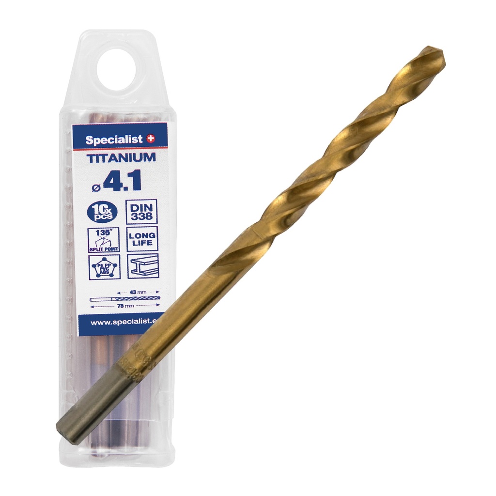 SPECIALIST+ metalo grąžtas TITAN, 4.1 mm, 10 vnt.