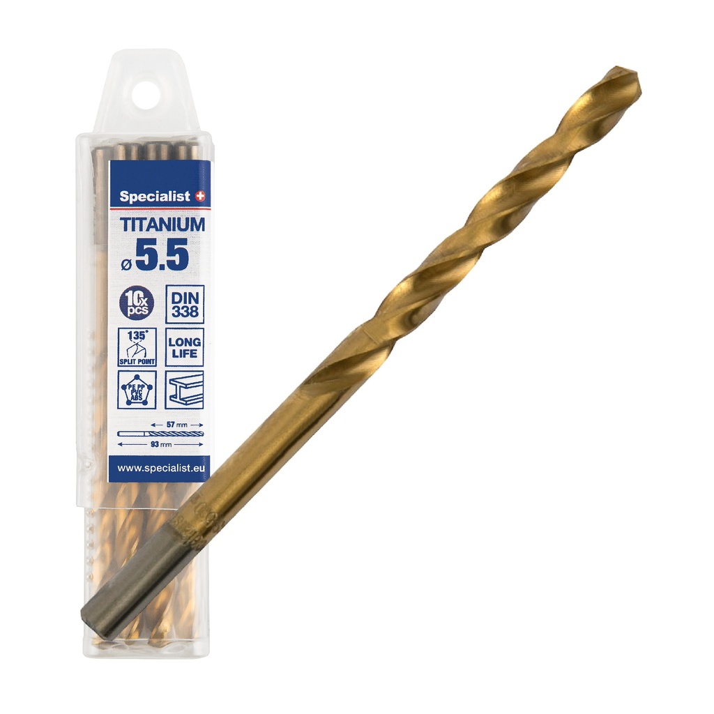 SPECIALIST+ metalo grąžtas TITAN, 5.5 mm, 10 vnt.