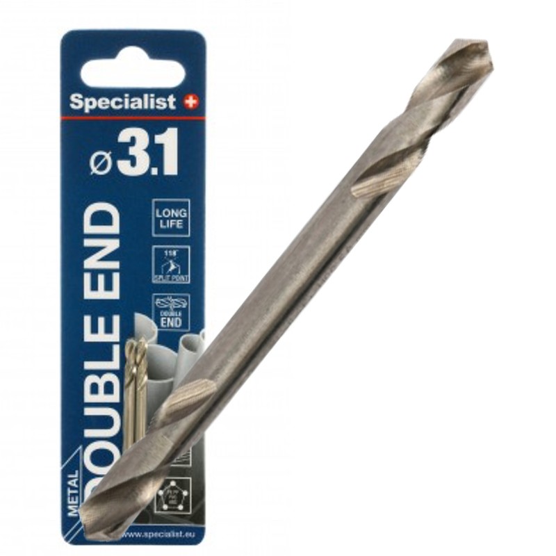 SPECIALIST+ double-ended metal drill bit HSS, 3.1 mm, 2 pcs