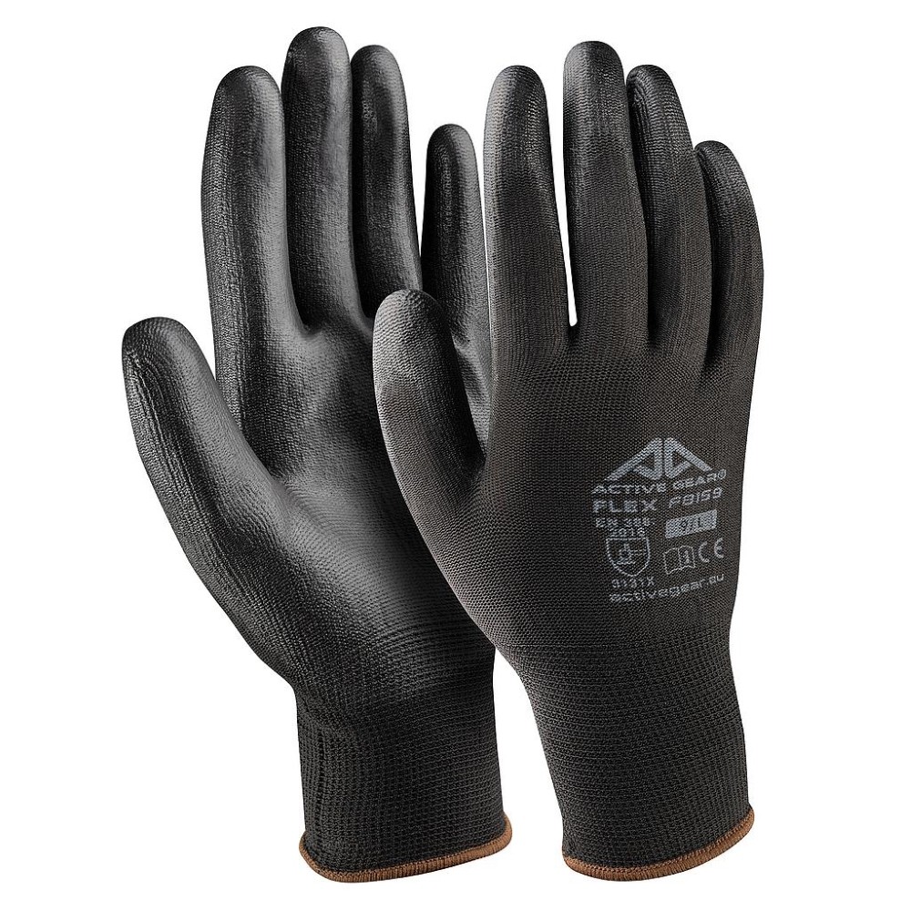 Black Polyurethane Gloves L 12pcs.