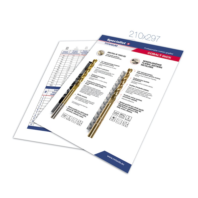 Leaflet with metal drill bits LT