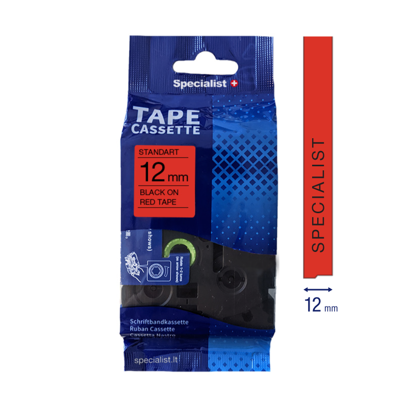 SPECIALIST+ lint STANDART sobiv, 12 mm, must/punane