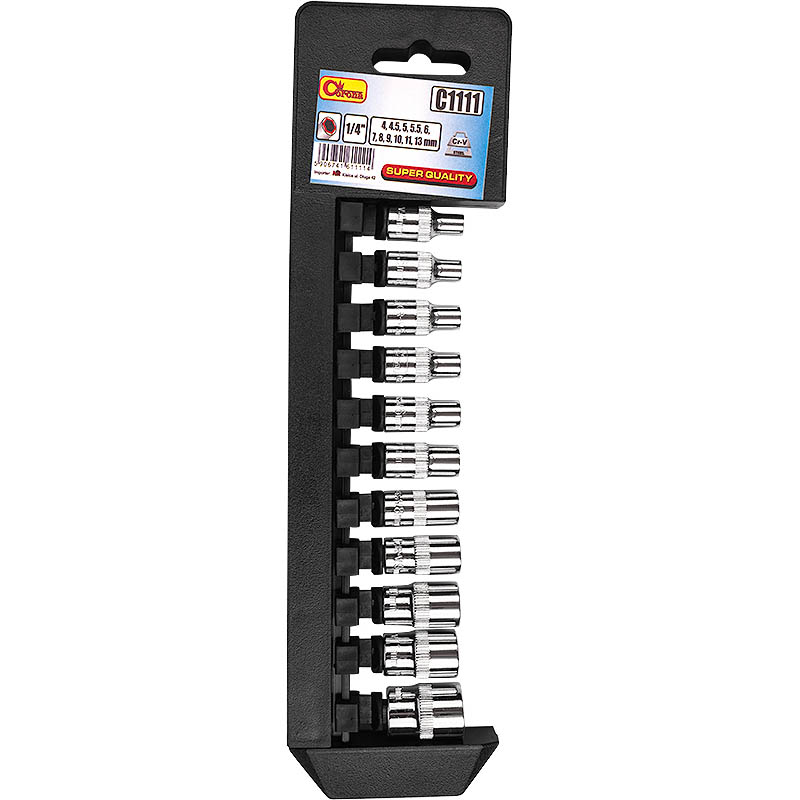 11 PCS SOCKET SET 1/4', 4-13 MM