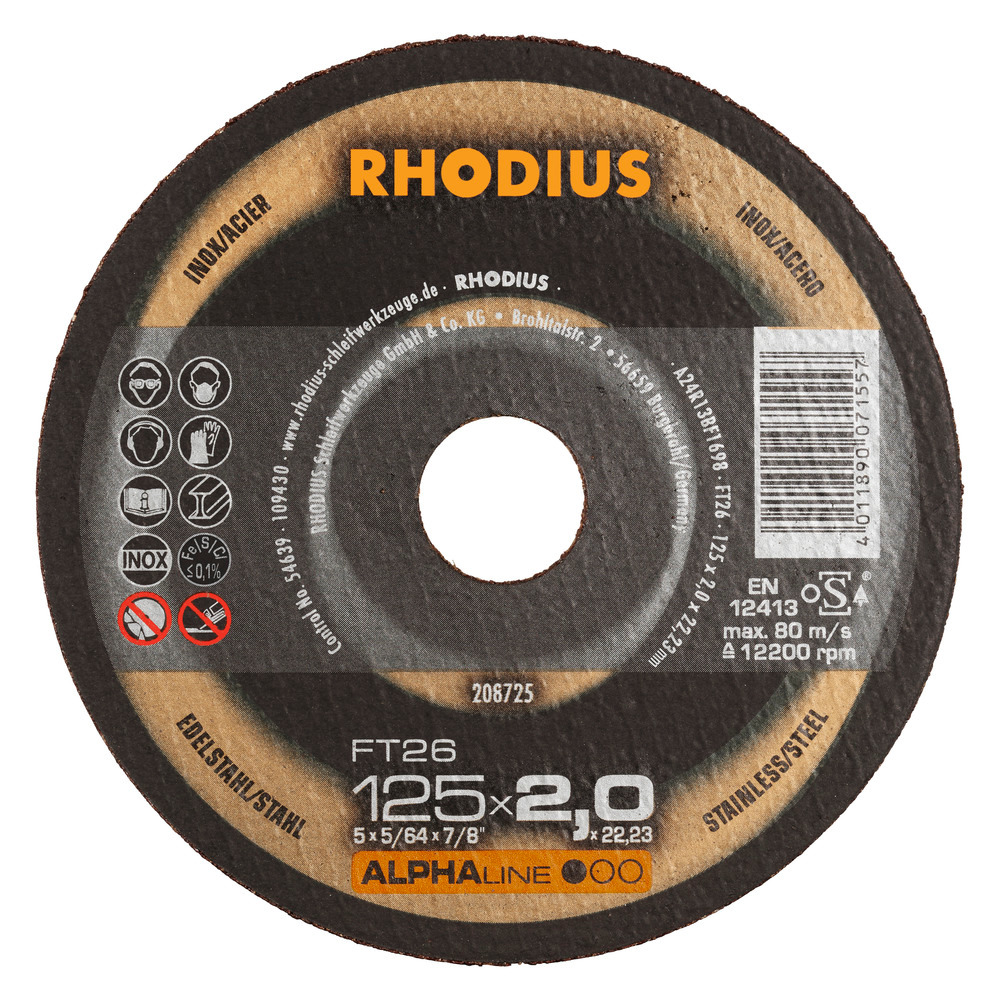 Cutting disk Rhodius FT26 180x2x22,23 mm