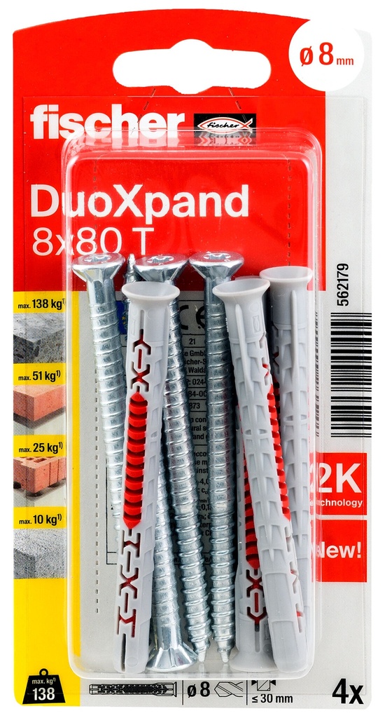 Raamkinnitus kruviga  DuoXpand T 8x80 mm, 4 tk