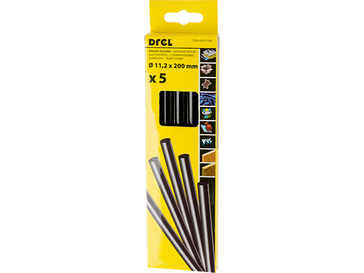 Hot glue sticks 11,2 mm × 200 mm,  black-colored, 5 pcs.