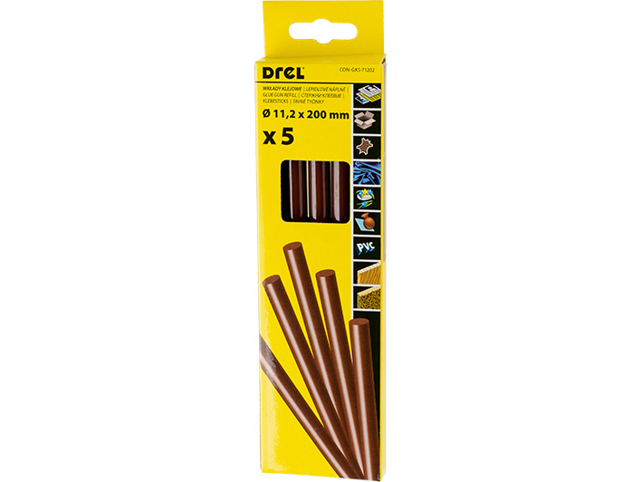 Hot glue sticks 11,2 mm × 200 mm,  brown-colored, 5 pcs.