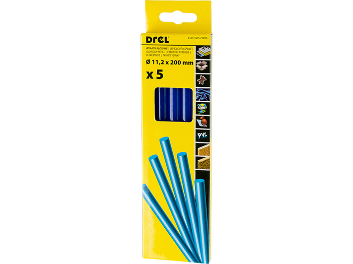 Hot glue sticks 11,2 mm × 200 mm,  blue-colored, 5 pcs.