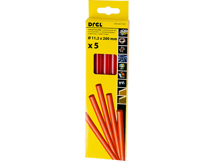 Hot glue sticks 11,2 mm × 200 mm,  red-colored, 5 pcs.