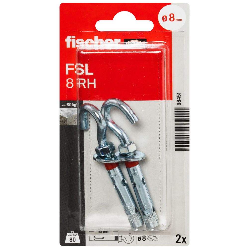 Fischer anchor with C-shaped hook FSL 8  RH  2pcs.