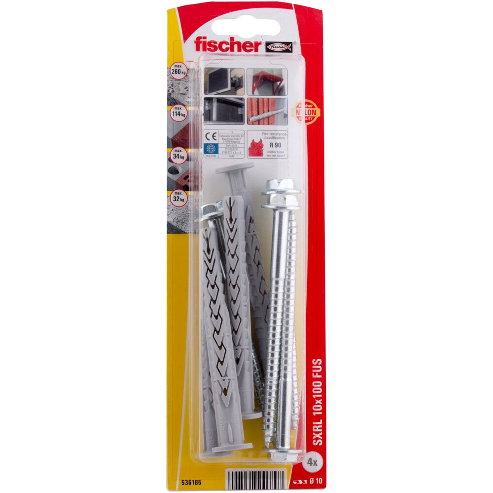 Dībelis ar skrūvi SXRL 10 x 100 FUS 4 gab.