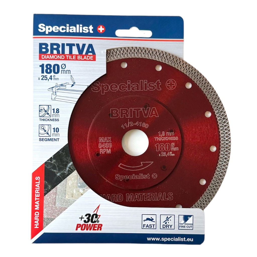 SPECIALIST+ diamond cutting disc BRITVA, 180x1,8x25,4 mm