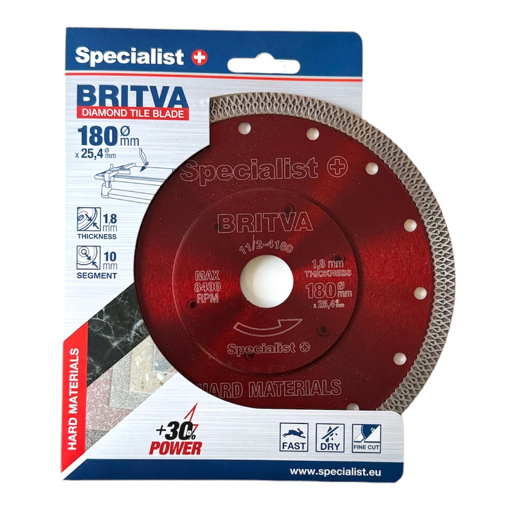 SPECIALIST+ teemantlõikeketas BRITVA, 180x1,8x25,4 mm