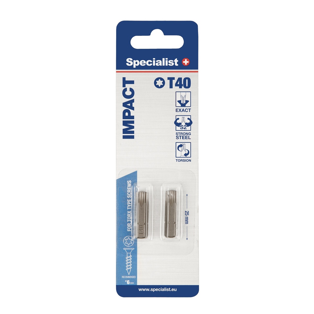 SPECIALIST+ screwdriver bit, T40, 2 pcs