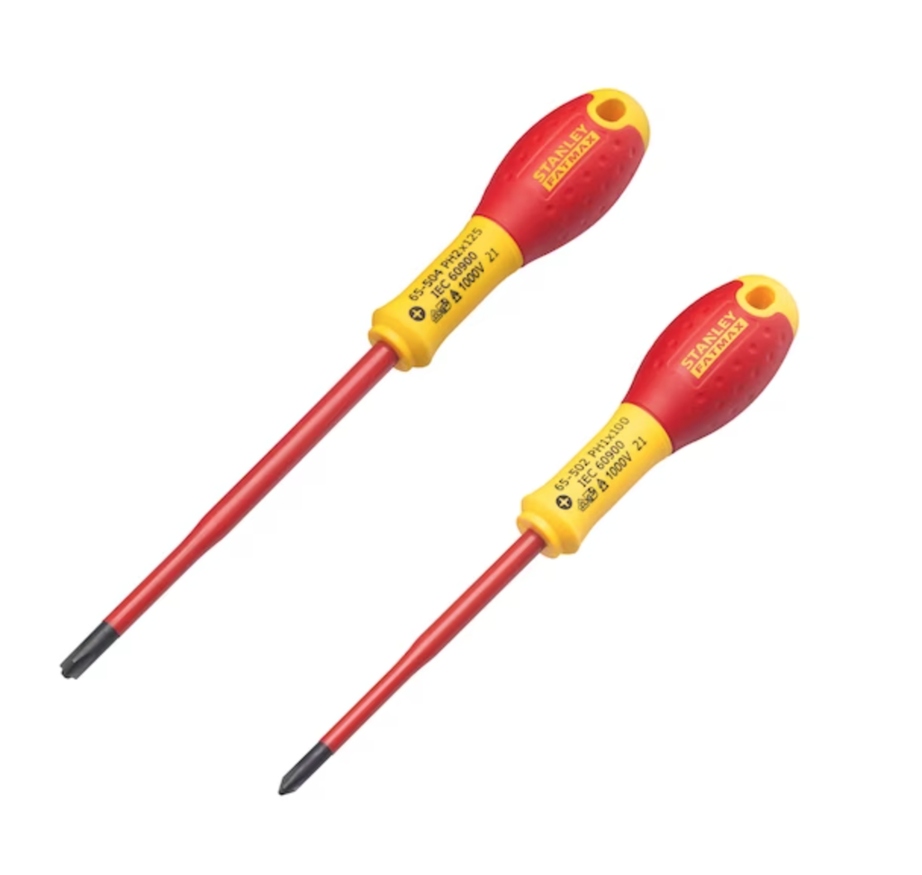 Stanley Fatmax VDE Insulated Screwdriver set PH1 + PH2, 1000V